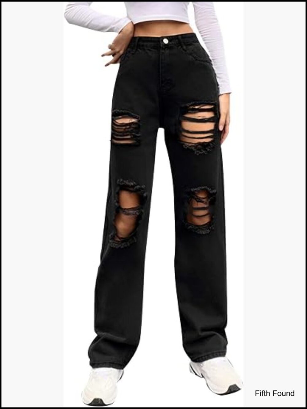 High Waist Baggy Boyfriend Jeans Distressed Ripped Wide Leg Y2K Denim